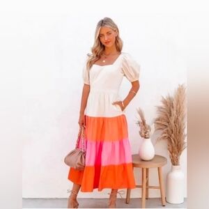 Vici Collection Colorblock Midi Dress with Pockets